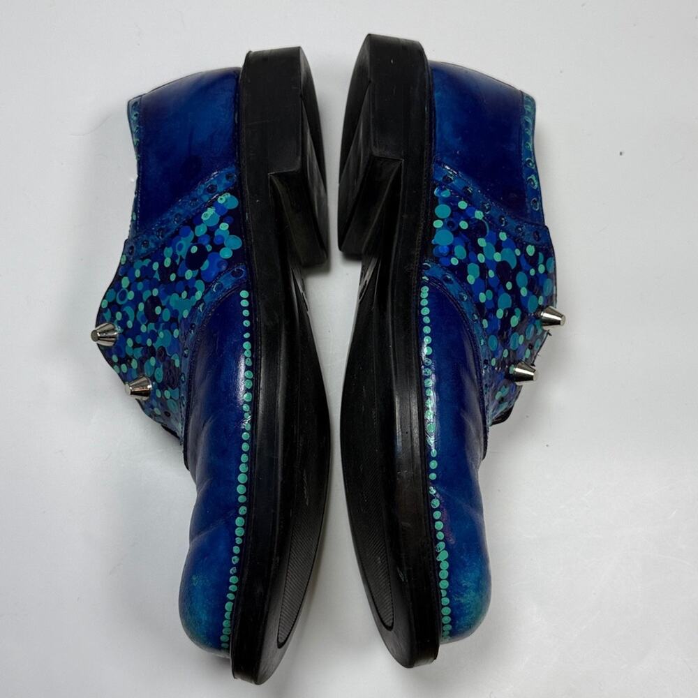 Silga Made in Italy Hand-painted Chunky Leather Loafers Stud Details S-471 Sz 8 - Picture 4 of 12